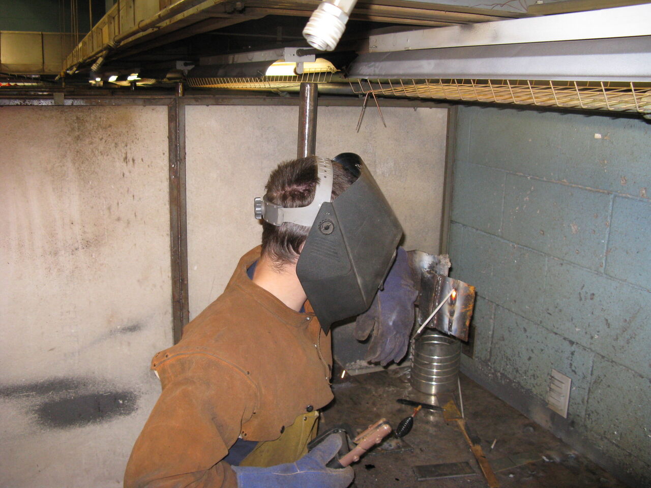 Nate practicing his 3F welding