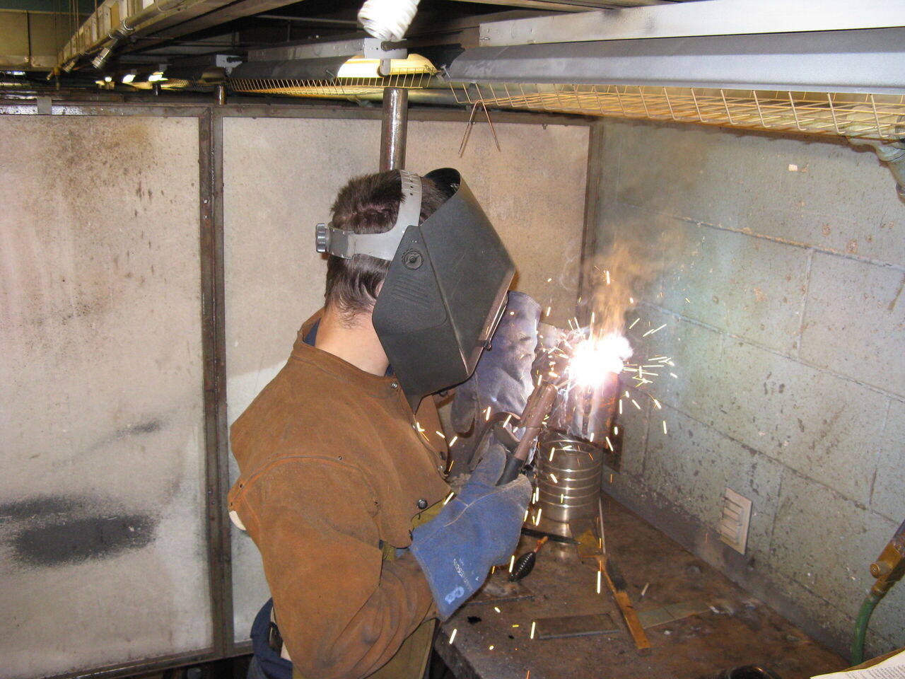 Nate practicing his 3F welding