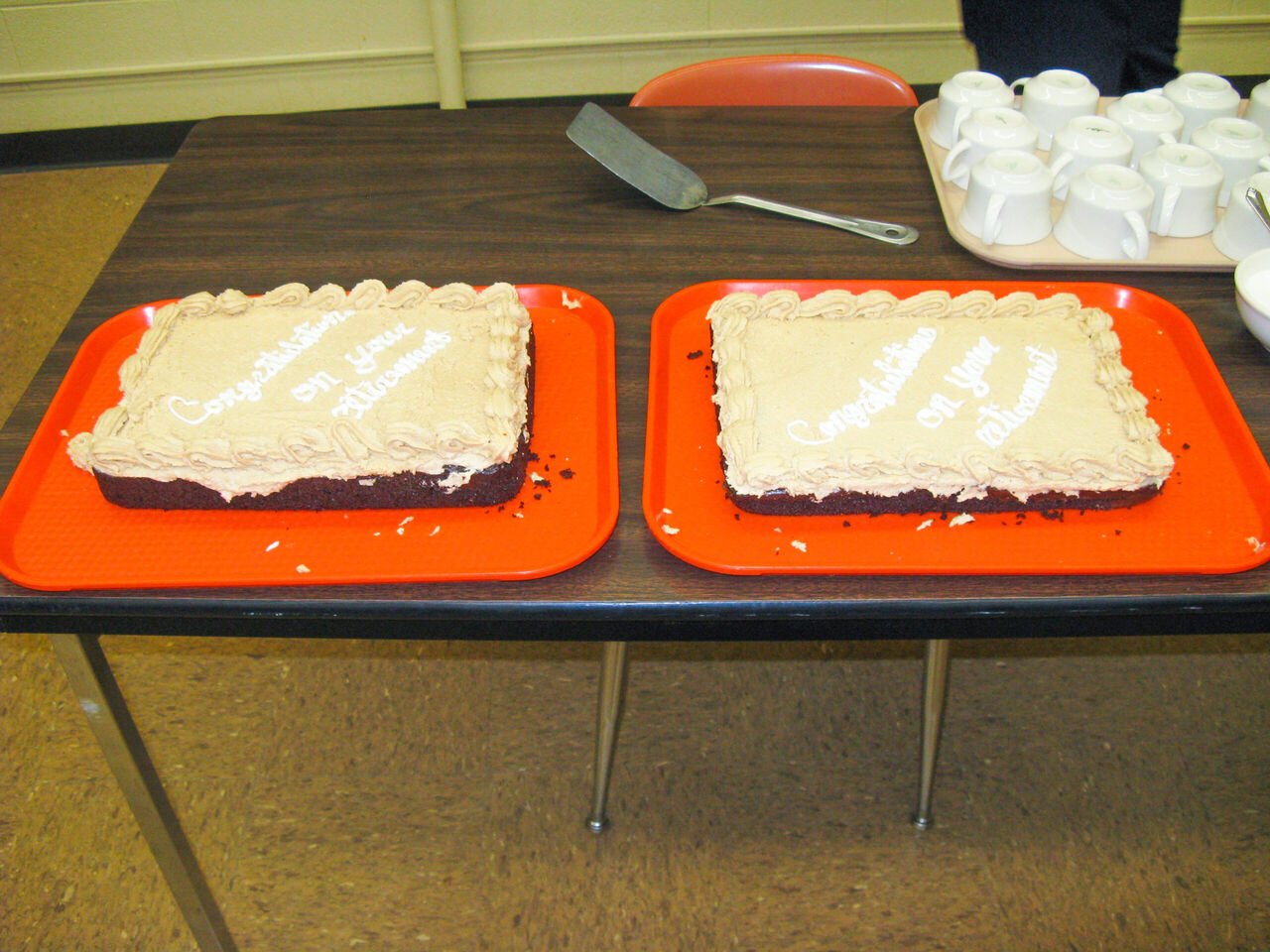 Mrs. Sharer's retirement party cake, baked my Food Service instructor Justin Wright